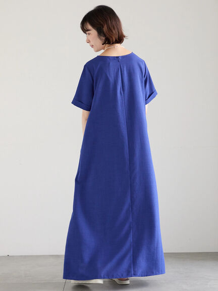 リネンタッチマキシワンピース（ブラック/ベージュ/ブルー）｜Samansa Mos2 blue（サマンサモスモス ブルー）通販