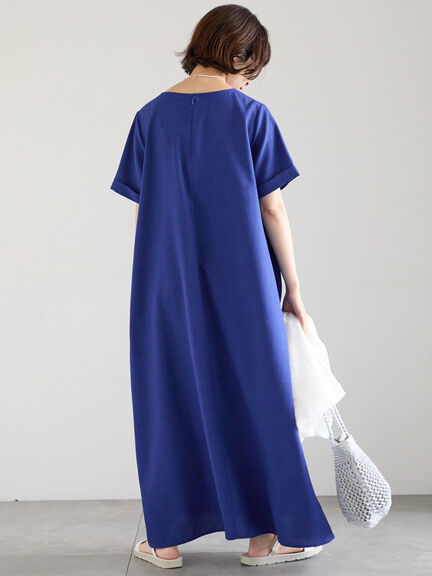 リネンタッチマキシワンピース（ブラック/ベージュ/ブルー）｜Samansa Mos2 blue（サマンサモスモス ブルー）通販