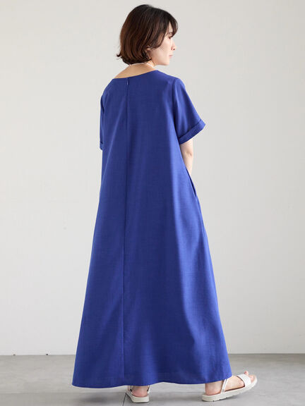 リネンタッチマキシワンピース（ブラック/ベージュ/ブルー）｜Samansa Mos2 blue（サマンサモスモス ブルー）通販