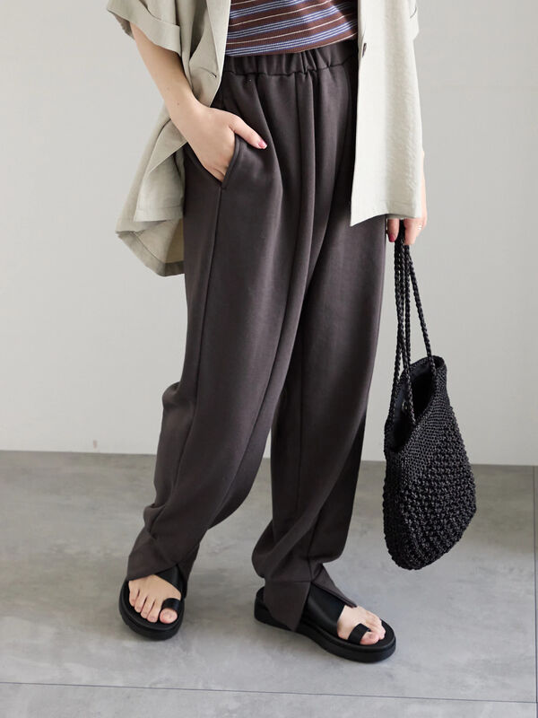 セール】 ◎裏毛センタースリットパンツ（チャコールグレー/ブラック