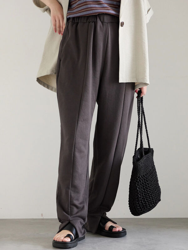 セール】 ◎裏毛センタースリットパンツ（チャコールグレー/ブラック