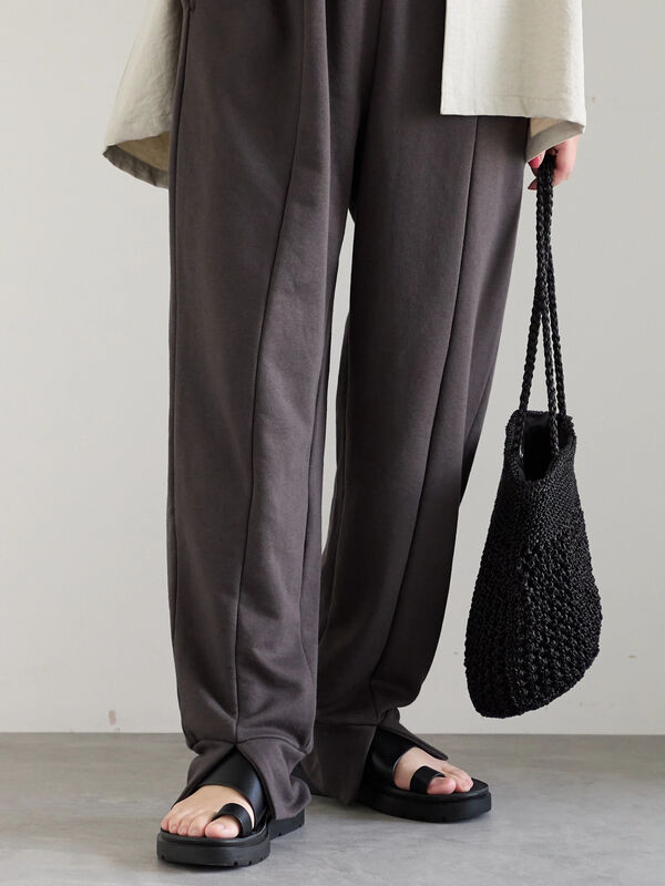 セール】 ◎裏毛センタースリットパンツ（チャコールグレー/ブラック