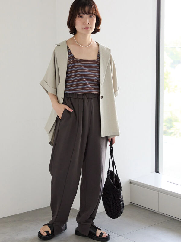 セール】 ◎裏毛センタースリットパンツ（チャコールグレー/ブラック