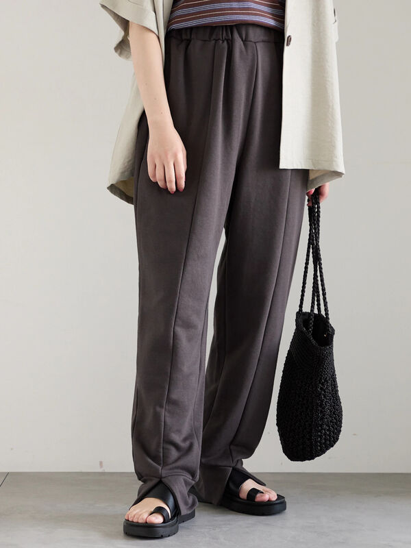 セール】 ◎裏毛センタースリットパンツ（チャコールグレー/ブラック