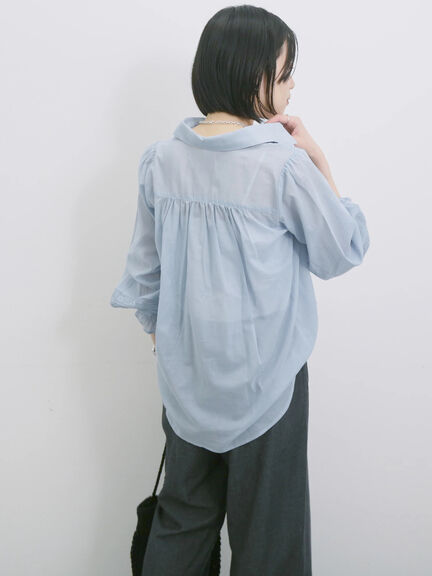 ◎レースシアーブラウス（オフホワイト/ブラック/ブルー）｜Samansa Mos2 blue（サマンサモスモス ブルー）通販