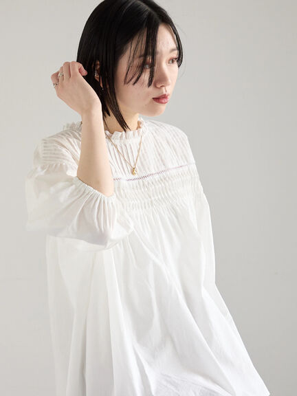 ◎ピンタックギャザーブラウス（オフホワイト/ブラック/ラベンダー）｜Samansa Mos2 blue（サマンサモスモス ブルー）通販