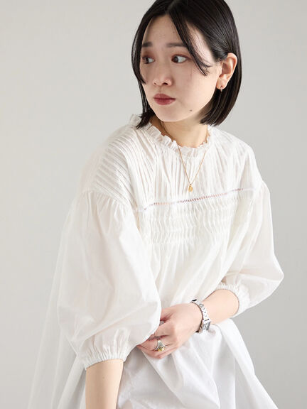 ◎ピンタックギャザーブラウス（オフホワイト/ブラック/ラベンダー）｜Samansa Mos2 blue（サマンサモスモス ブルー）通販
