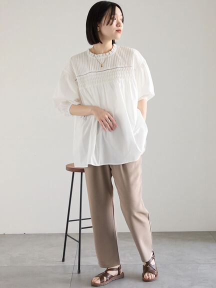 ◎ピンタックギャザーブラウス（オフホワイト/ブラック/ラベンダー）｜Samansa Mos2 blue（サマンサモスモス ブルー）通販