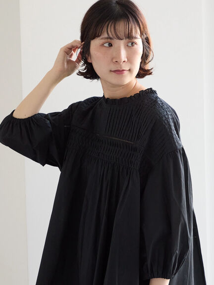 ◎ピンタックギャザーブラウス（オフホワイト/ブラック/ラベンダー）｜Samansa Mos2 blue（サマンサモスモス ブルー）通販