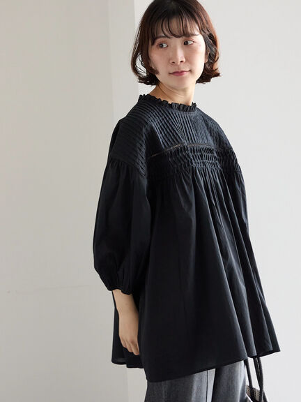 ◎ピンタックギャザーブラウス（オフホワイト/ブラック/ラベンダー）｜Samansa Mos2 blue（サマンサモスモス ブルー）通販
