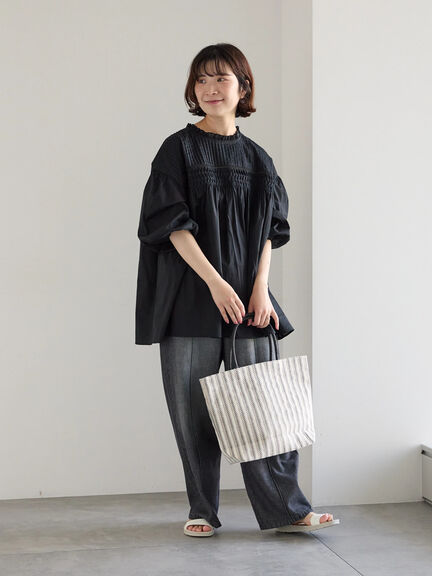◎ピンタックギャザーブラウス（オフホワイト/ブラック/ラベンダー）｜Samansa Mos2 blue（サマンサモスモス ブルー）通販
