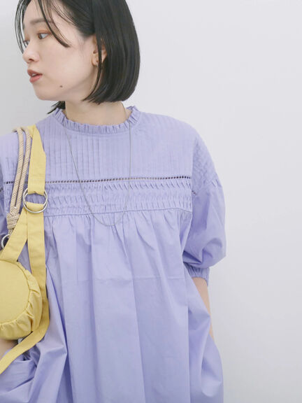 ◎ピンタックギャザーブラウス（オフホワイト/ブラック/ラベンダー）｜Samansa Mos2 blue（サマンサモスモス ブルー）通販