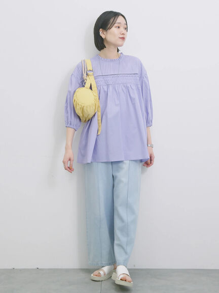 ◎ピンタックギャザーブラウス（オフホワイト/ブラック/ラベンダー）｜Samansa Mos2 blue（サマンサモスモス ブルー）通販