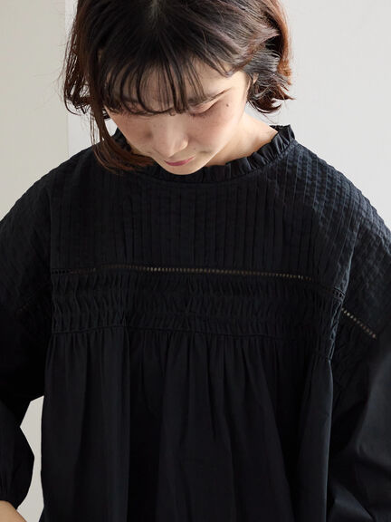◎ピンタックギャザーブラウス（オフホワイト/ブラック/ラベンダー）｜Samansa Mos2 blue（サマンサモスモス ブルー）通販
