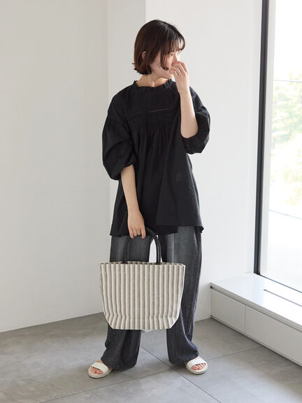 ◎ピンタックギャザーブラウス（オフホワイト/ブラック/ラベンダー）｜Samansa Mos2 blue（サマンサモスモス ブルー）通販