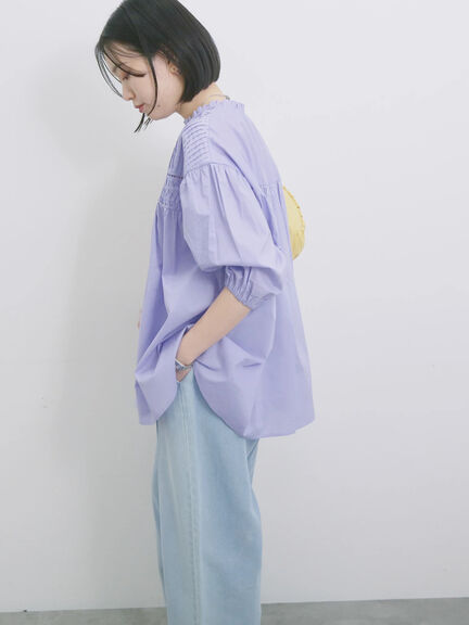 ◎ピンタックギャザーブラウス（オフホワイト/ブラック/ラベンダー）｜Samansa Mos2 blue（サマンサモスモス ブルー）通販