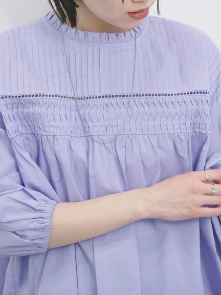 ◎ピンタックギャザーブラウス（オフホワイト/ブラック/ラベンダー）｜Samansa Mos2 blue（サマンサモスモス ブルー）通販