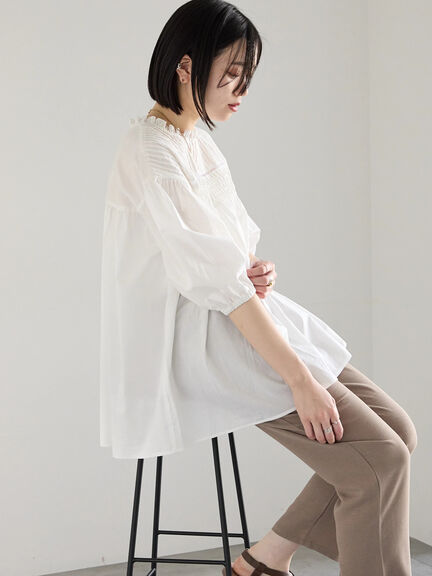 ◎ピンタックギャザーブラウス（オフホワイト/ブラック/ラベンダー）｜Samansa Mos2 blue（サマンサモスモス ブルー）通販
