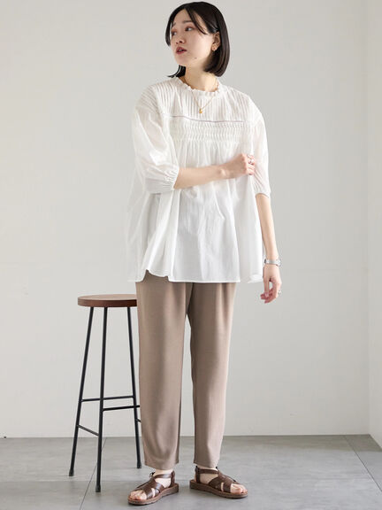 ◎ピンタックギャザーブラウス（オフホワイト/ブラック/ラベンダー）｜Samansa Mos2 blue（サマンサモスモス ブルー）通販