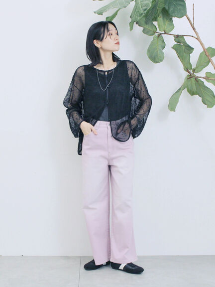 前後2wayメッシュレースカーディガン（ブラック/ブラウン/キナリ）｜Samansa Mos2 blue（サマンサモスモス ブルー）通販