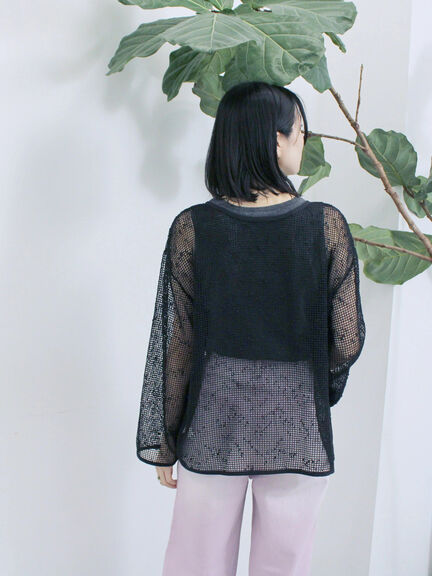 前後2wayメッシュレースカーディガン（ブラック/ブラウン/キナリ）｜Samansa Mos2 blue（サマンサモスモス ブルー）通販