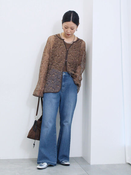 前後2wayメッシュレースカーディガン（ブラック/ブラウン/キナリ）｜Samansa Mos2 blue（サマンサモスモス ブルー）通販