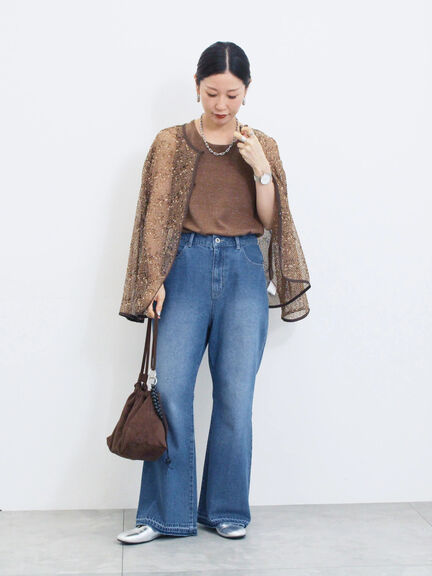 前後2wayメッシュレースカーディガン（ブラック/ブラウン/キナリ）｜Samansa Mos2 blue（サマンサモスモス ブルー）通販