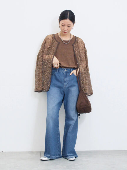 前後2wayメッシュレースカーディガン（ブラック/ブラウン/キナリ）｜Samansa Mos2 blue（サマンサモスモス ブルー）通販