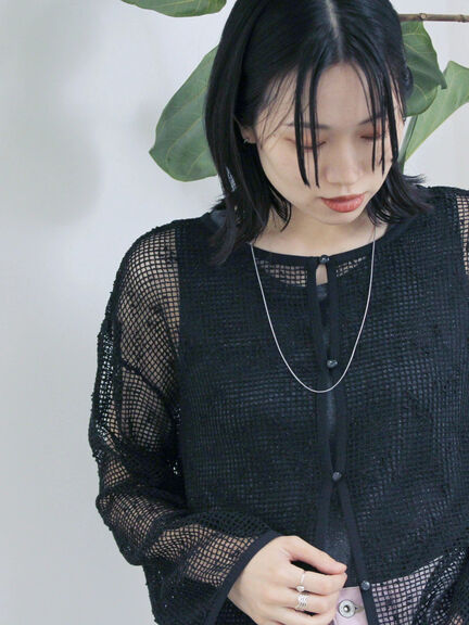 前後2wayメッシュレースカーディガン（ブラック/ブラウン/キナリ）｜Samansa Mos2 blue（サマンサモスモス ブルー）通販
