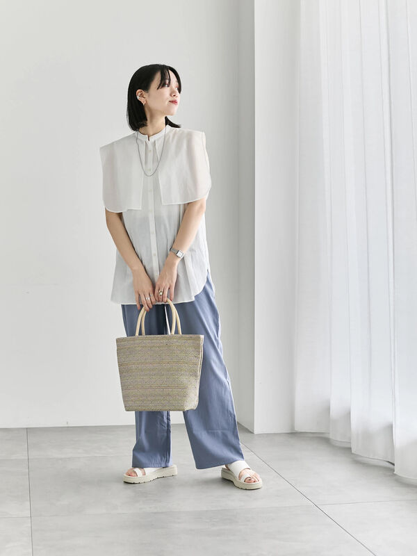 まさページ セール】 【接触冷感】ワイドイージーパンツ（グレー/ブラック