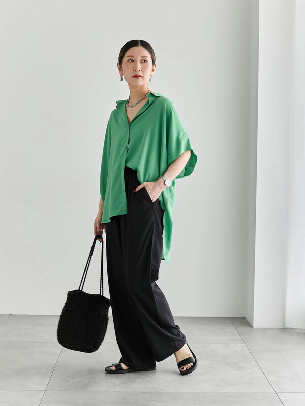 セール】 【接触冷感】ワイドイージーパンツ（グレー/ブラック