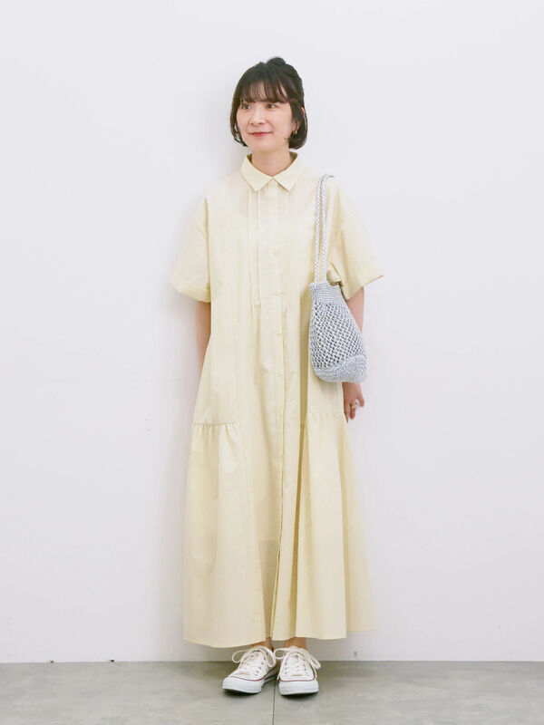 コットンワンピース　サイドギャザー花柄 セール】小花柄抜染 サイドギャザーワンピース（ワンピース