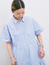 ◎サイドギャザーシャツワンピース（ブラック/ベージュ/サックスブルー）｜Samansa Mos2 blue（サマンサモスモス ブルー）通販