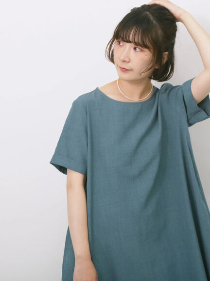 リネンタッチマキシティアードワンピース（チャコールグレー/ブラック/グリーン）｜Samansa Mos2 blue（サマンサモスモス ブルー）通販