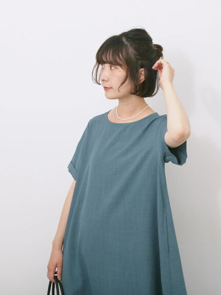 リネンタッチマキシティアードワンピース（チャコールグレー/ブラック/グリーン）｜Samansa Mos2 blue（サマンサモスモス ブルー）通販