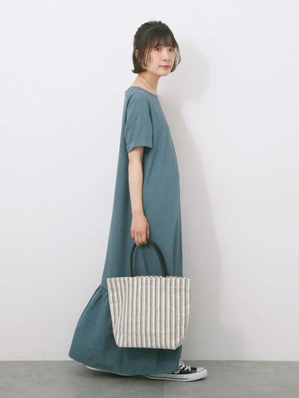 リネンタッチマキシティアードワンピース（チャコールグレー/ブラック/グリーン）｜Samansa Mos2 blue（サマンサモスモス ブルー）通販