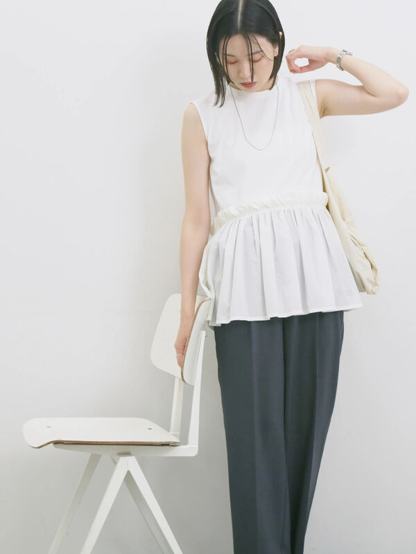 ◎【接触冷感】ドッキングノースリーブプルオーバー（オフホワイト）｜Samansa Mos2 blue（サマンサモスモス ブルー）通販