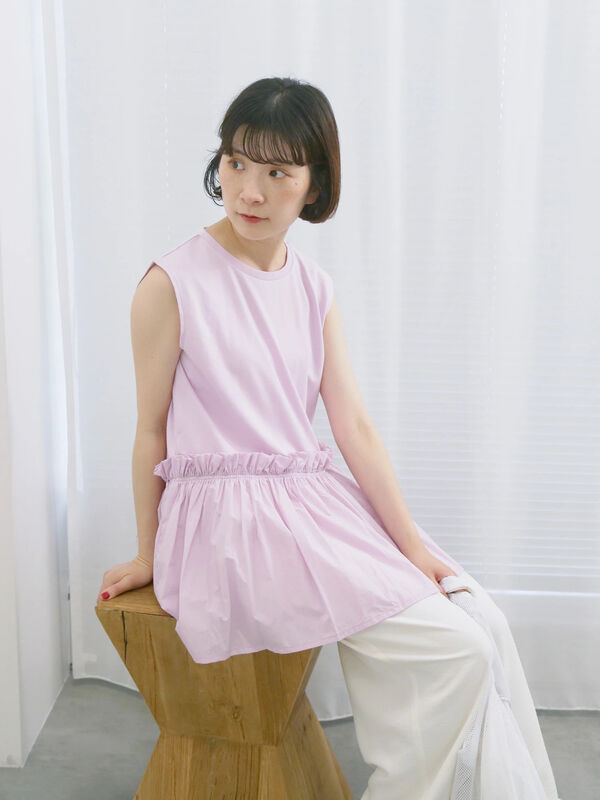 ◎【接触冷感】ドッキングノースリーブプルオーバー（ピンク）｜Samansa Mos2 blue（サマンサモスモス ブルー）通販