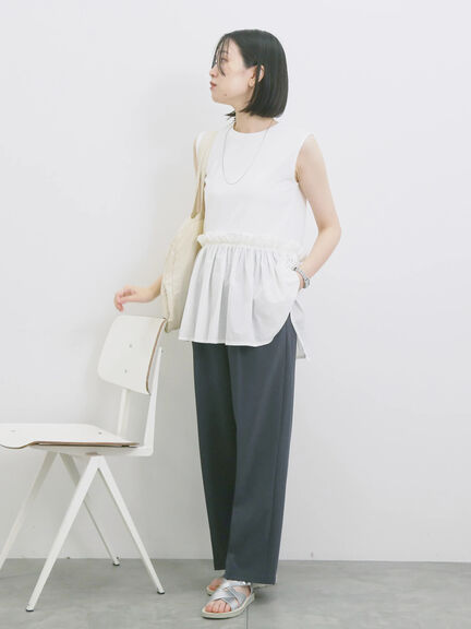 ◎【接触冷感】ドッキングノースリーブプルオーバー（オフホワイト/ブラック/ピンク）｜Samansa Mos2 blue（サマンサモスモス ブルー）通販