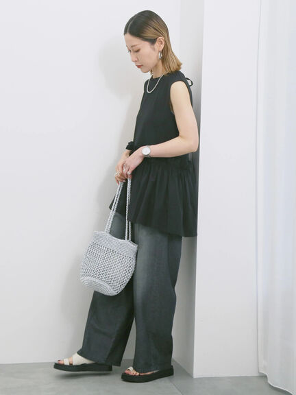◎【接触冷感】ドッキングノースリーブプルオーバー（オフホワイト/ブラック/ピンク）｜Samansa Mos2 blue（サマンサモスモス ブルー）通販