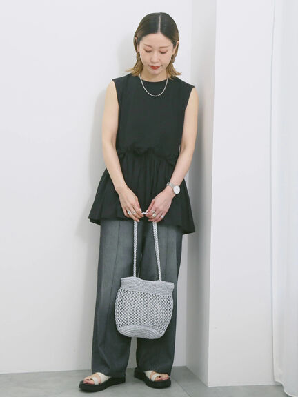 ◎【接触冷感】ドッキングノースリーブプルオーバー（オフホワイト/ブラック/ピンク）｜Samansa Mos2 blue（サマンサモスモス ブルー）通販