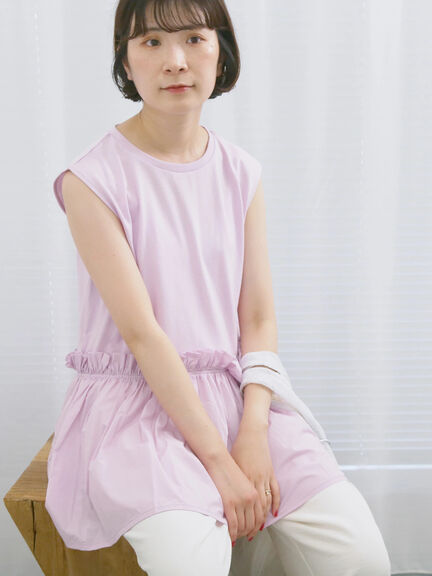 ◎【接触冷感】ドッキングノースリーブプルオーバー（オフホワイト/ブラック/ピンク）｜Samansa Mos2 blue（サマンサモスモス ブルー）通販