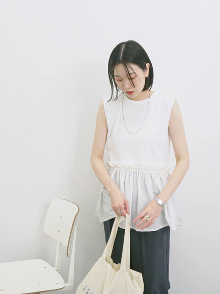 ◎【接触冷感】ドッキングノースリーブプルオーバー（オフホワイト/ブラック/ピンク）｜Samansa Mos2 blue（サマンサモスモス ブルー）通販