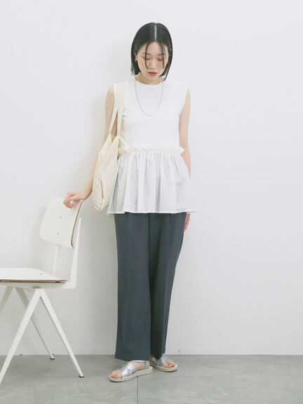◎【接触冷感】ドッキングノースリーブプルオーバー（オフホワイト/ブラック/ピンク）｜Samansa Mos2 blue（サマンサモスモス ブルー）通販