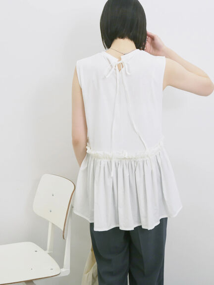 ◎【接触冷感】ドッキングノースリーブプルオーバー（オフホワイト/ブラック/ピンク）｜Samansa Mos2 blue（サマンサモスモス ブルー）通販