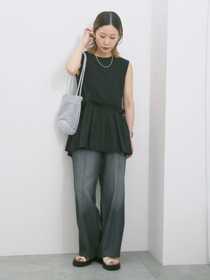 ◎【接触冷感】ドッキングノースリーブプルオーバー（オフホワイト/ブラック/ピンク）｜Samansa Mos2 blue（サマンサモスモス ブルー）通販