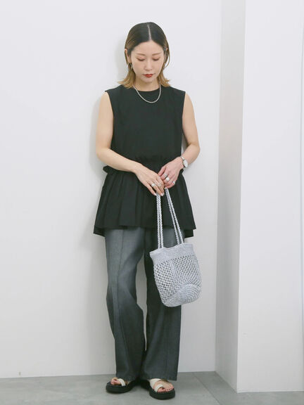◎【接触冷感】ドッキングノースリーブプルオーバー（オフホワイト/ブラック/ピンク）｜Samansa Mos2 blue（サマンサモスモス ブルー）通販