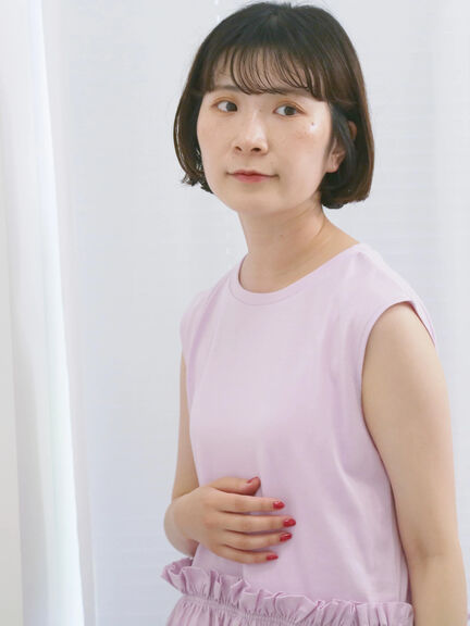 ◎【接触冷感】ドッキングノースリーブプルオーバー（オフホワイト/ブラック/ピンク）｜Samansa Mos2 blue（サマンサモスモス ブルー）通販