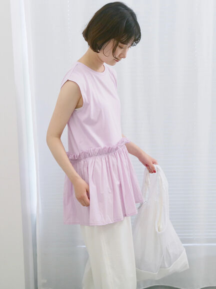 ◎【接触冷感】ドッキングノースリーブプルオーバー（オフホワイト/ブラック/ピンク）｜Samansa Mos2 blue（サマンサモスモス ブルー）通販