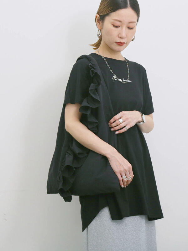 ◎【接触冷感】ロゴプリントチュニック（オフホワイト/ブラック/ベージュ）｜Samansa Mos2 blue（サマンサモスモス ブルー）通販